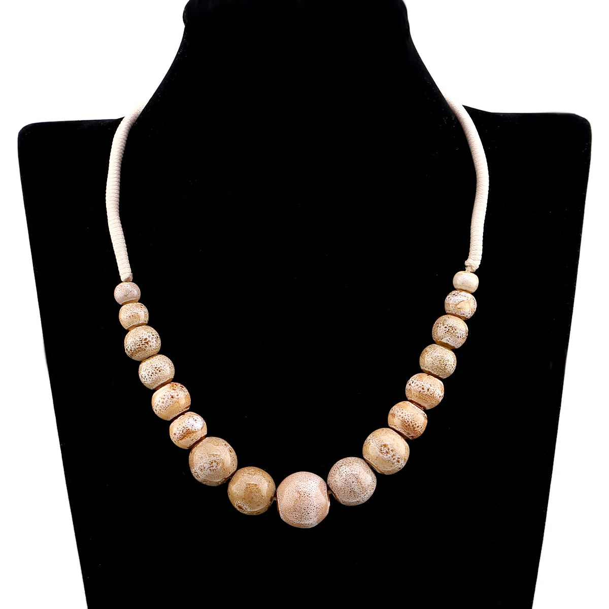 Popular Handmade Wax Rope Ceramic Beads Colorful Stranded Necklace Elastic Bracelet Jewelry Sets Bohemia Chokers Necklaces