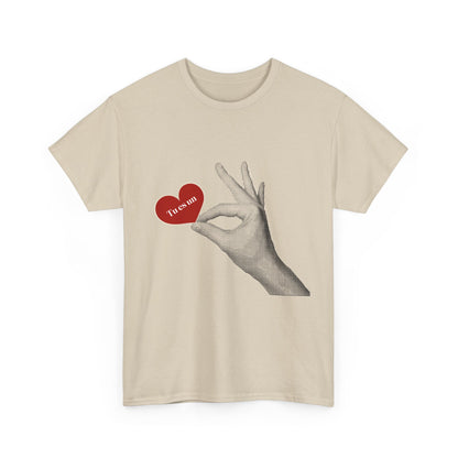 T-Shirt — Vintage Hand Holding Heart Graphic Tee (Text: 'True Love')