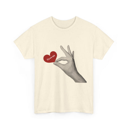 T-Shirt — Vintage Hand Holding Heart Graphic Tee (Text: 'True Love')