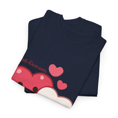 Cute Hugging Hearts T‑Shirt — Kawaii "Telet s'amoure" Valentine Tee