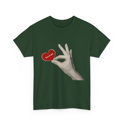 T-Shirt — Vintage Hand Holding Heart Graphic Tee (Text: 'True Love')