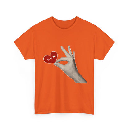 T-Shirt — Vintage Hand Holding Heart Graphic Tee (Text: 'True Love')