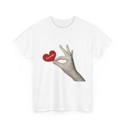 T-Shirt — Vintage Hand Holding Heart Graphic Tee (Text: 'True Love')
