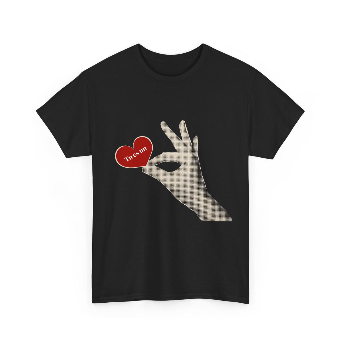 T-Shirt — Vintage Hand Holding Heart Graphic Tee (Text: 'True Love')