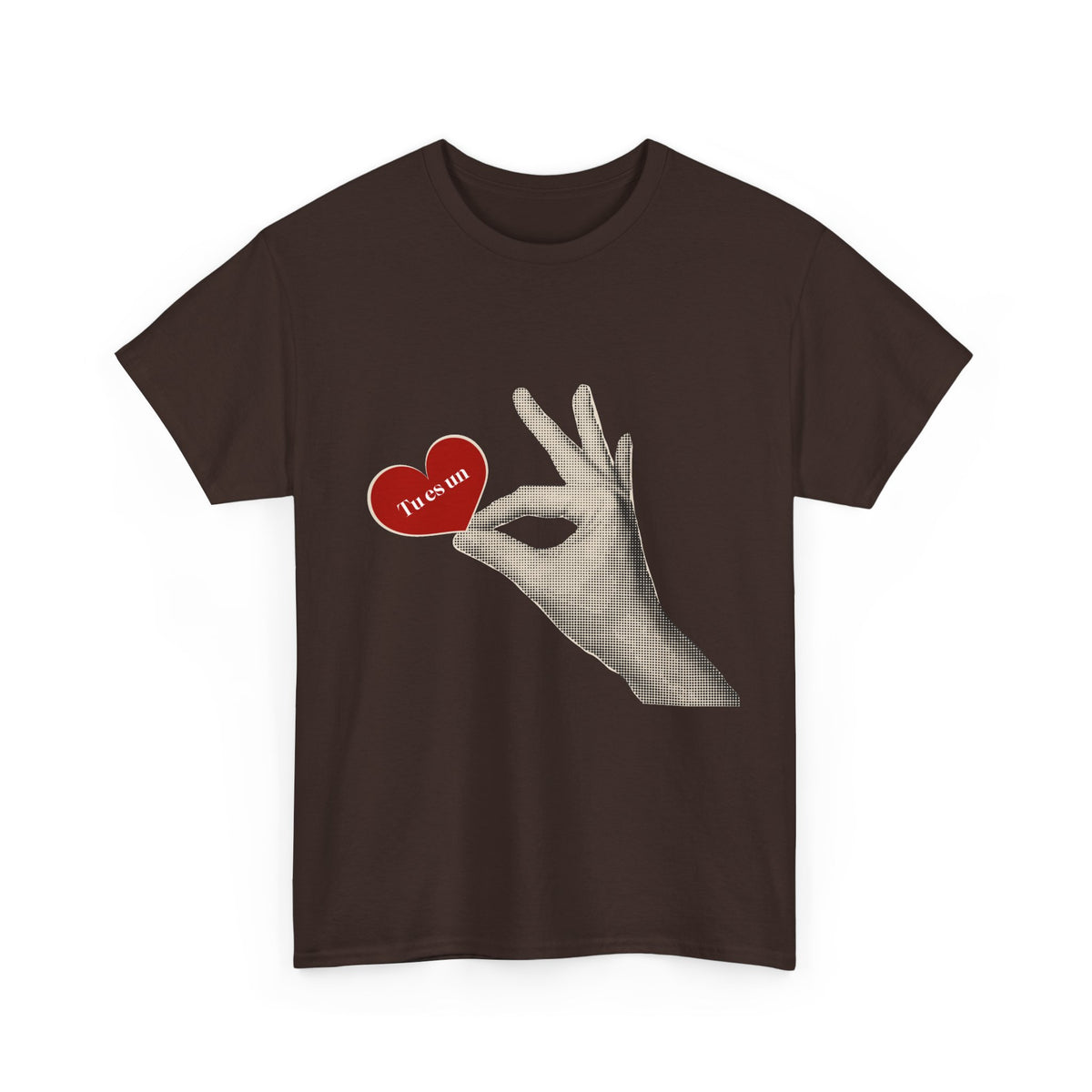 T-Shirt — Vintage Hand Holding Heart Graphic Tee (Text: 'True Love')