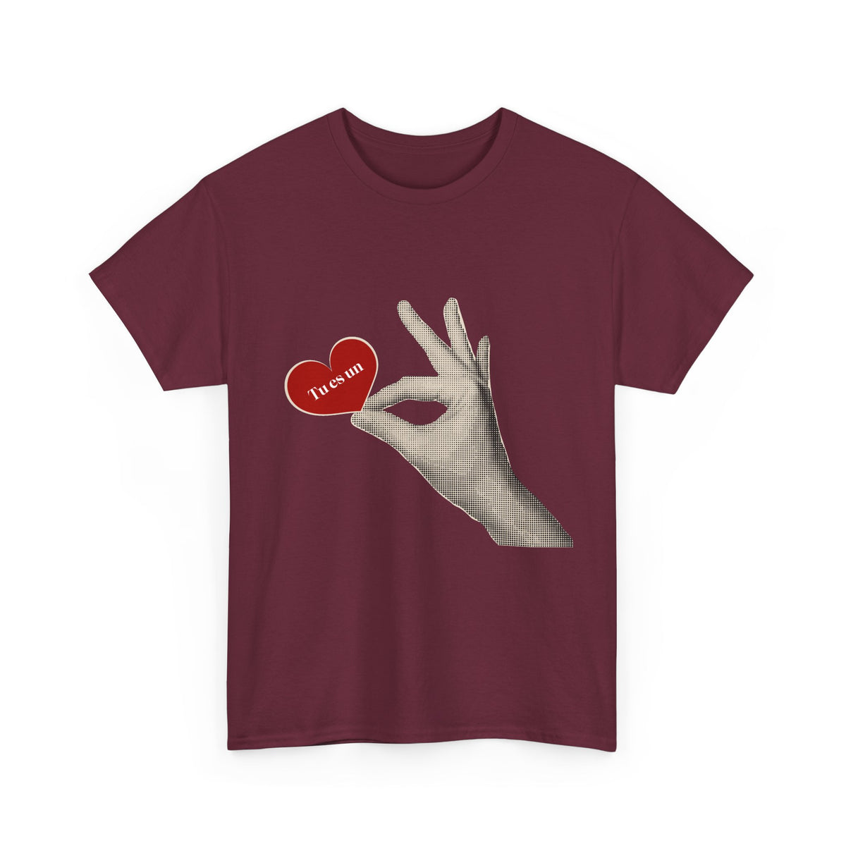 T-Shirt — Vintage Hand Holding Heart Graphic Tee (Text: 'True Love')