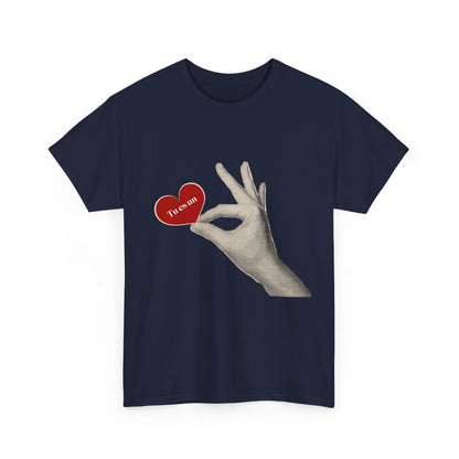 T-Shirt — Vintage Hand Holding Heart Graphic Tee (Text: 'True Love')