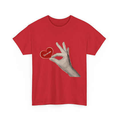 T-Shirt — Vintage Hand Holding Heart Graphic Tee (Text: 'True Love')