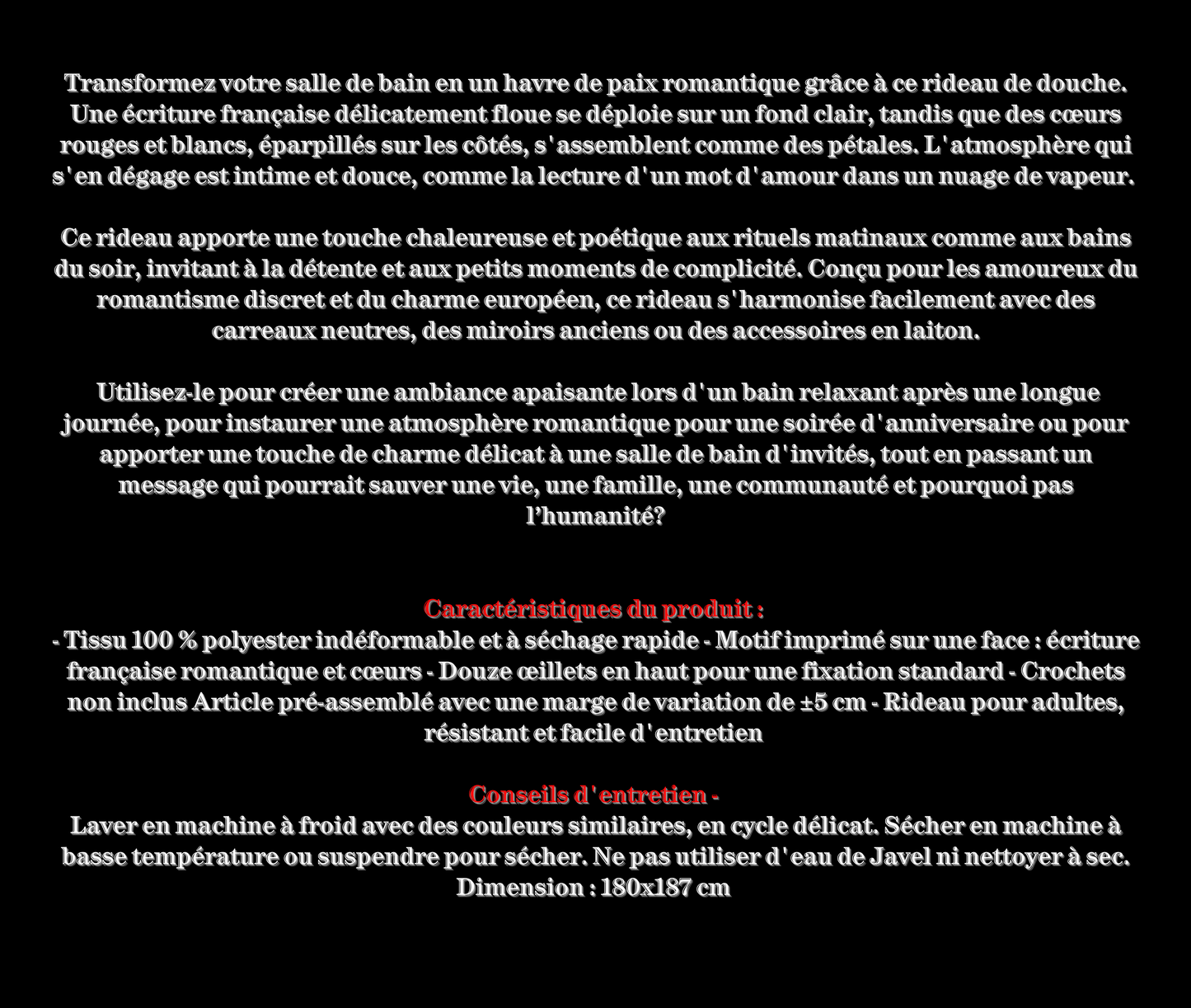 Rideau de douche LETTRE D'AMOUR