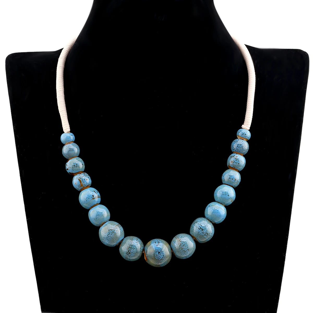 Popular Handmade Wax Rope Ceramic Beads Colorful Stranded Necklace Elastic Bracelet Jewelry Sets Bohemia Chokers Necklaces