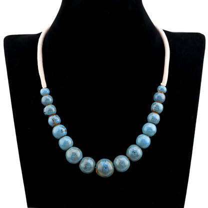 Popular Handmade Wax Rope Ceramic Beads Colorful Stranded Necklace Elastic Bracelet Jewelry Sets Bohemia Chokers Necklaces