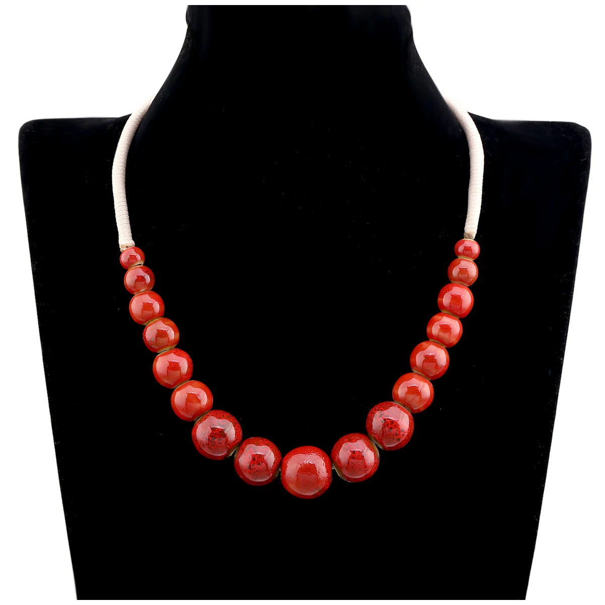 Popular Handmade Wax Rope Ceramic Beads Colorful Stranded Necklace Elastic Bracelet Jewelry Sets Bohemia Chokers Necklaces