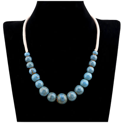 Popular Handmade Wax Rope Ceramic Beads Colorful Stranded Necklace Elastic Bracelet Jewelry Sets Bohemia Chokers Necklaces