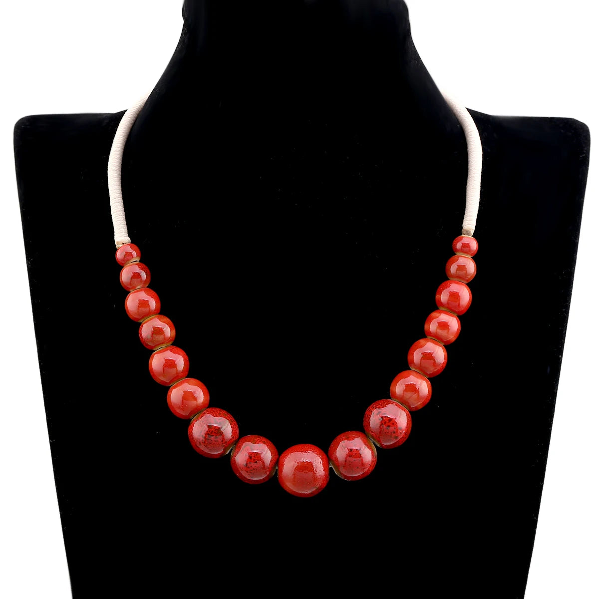 Popular Handmade Wax Rope Ceramic Beads Colorful Stranded Necklace Elastic Bracelet Jewelry Sets Bohemia Chokers Necklaces