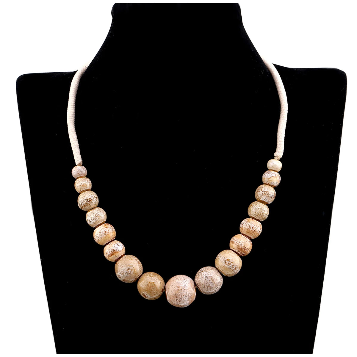 Popular Handmade Wax Rope Ceramic Beads Colorful Stranded Necklace Elastic Bracelet Jewelry Sets Bohemia Chokers Necklaces