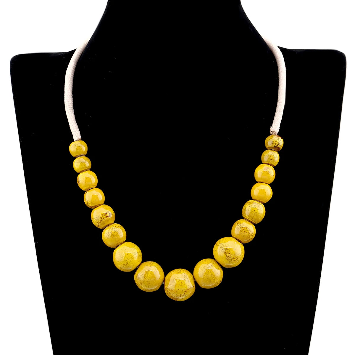 Popular Handmade Wax Rope Ceramic Beads Colorful Stranded Necklace Elastic Bracelet Jewelry Sets Bohemia Chokers Necklaces