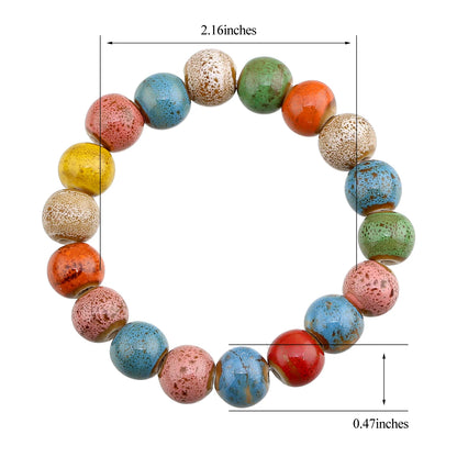 Popular Handmade Wax Rope Ceramic Beads Colorful Stranded Necklace Elastic Bracelet Jewelry Sets Bohemia Chokers Necklaces