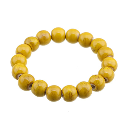 Popular Handmade Wax Rope Ceramic Beads Colorful Stranded Necklace Elastic Bracelet Jewelry Sets Bohemia Chokers Necklaces