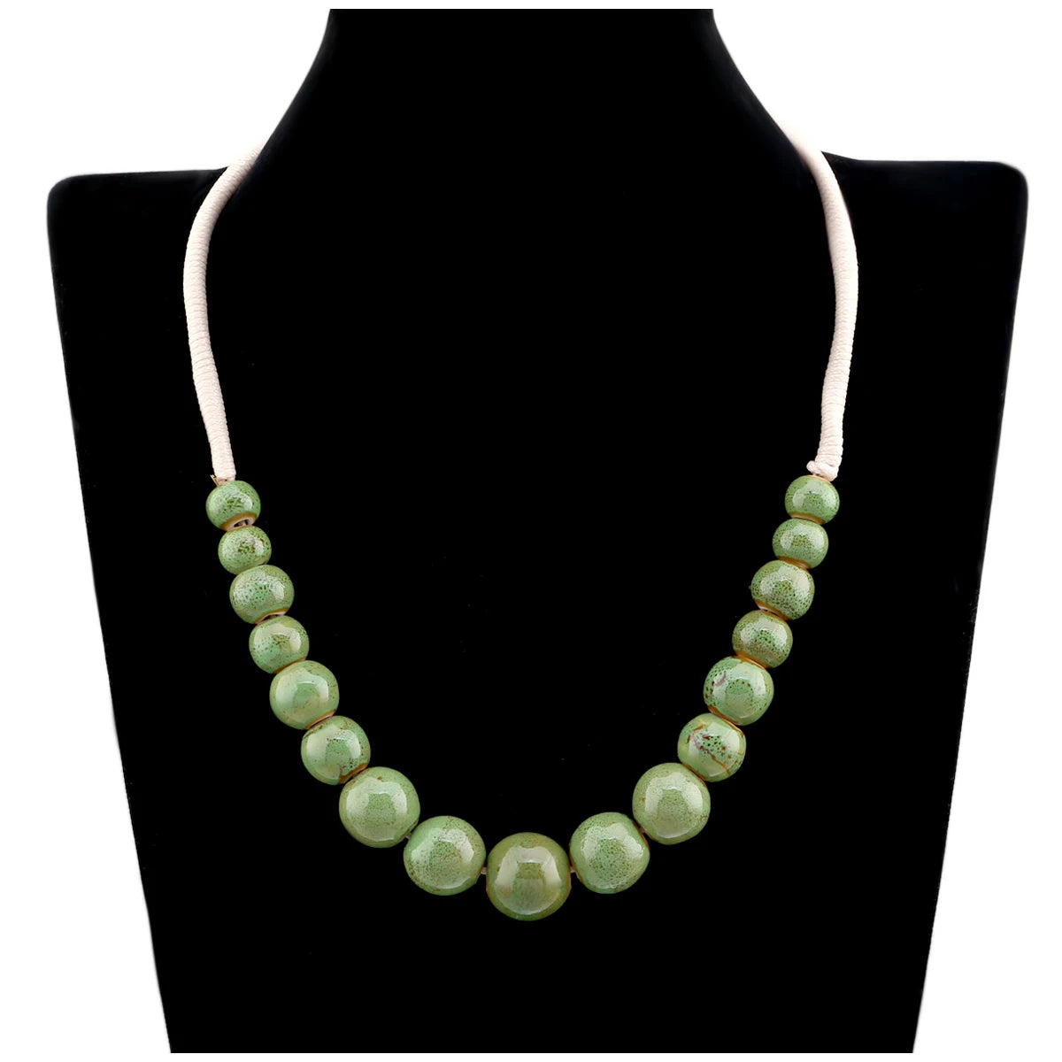 Popular Handmade Wax Rope Ceramic Beads Colorful Stranded Necklace Elastic Bracelet Jewelry Sets Bohemia Chokers Necklaces
