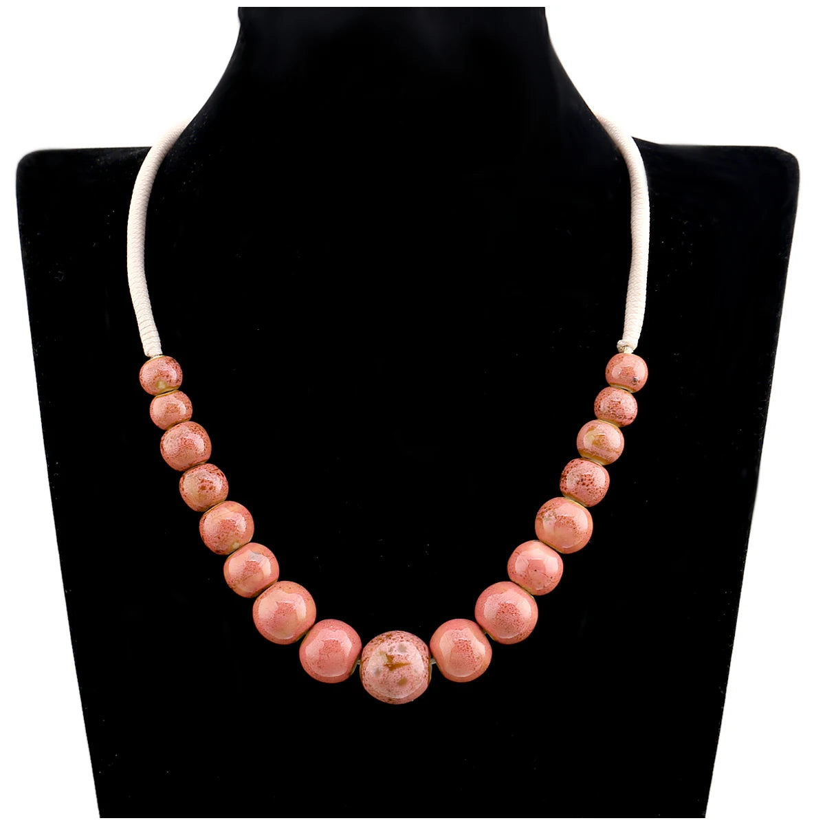 Popular Handmade Wax Rope Ceramic Beads Colorful Stranded Necklace Elastic Bracelet Jewelry Sets Bohemia Chokers Necklaces