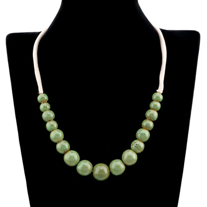 Popular Handmade Wax Rope Ceramic Beads Colorful Stranded Necklace Elastic Bracelet Jewelry Sets Bohemia Chokers Necklaces