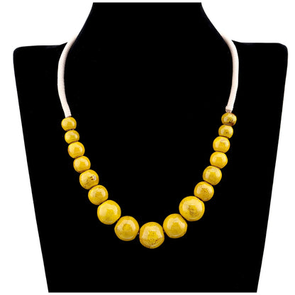 Popular Handmade Wax Rope Ceramic Beads Colorful Stranded Necklace Elastic Bracelet Jewelry Sets Bohemia Chokers Necklaces