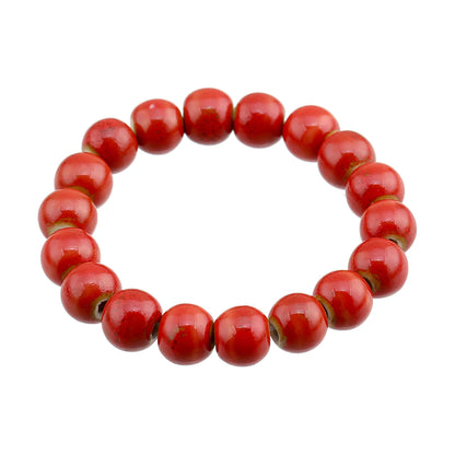Popular Handmade Wax Rope Ceramic Beads Colorful Stranded Necklace Elastic Bracelet Jewelry Sets Bohemia Chokers Necklaces