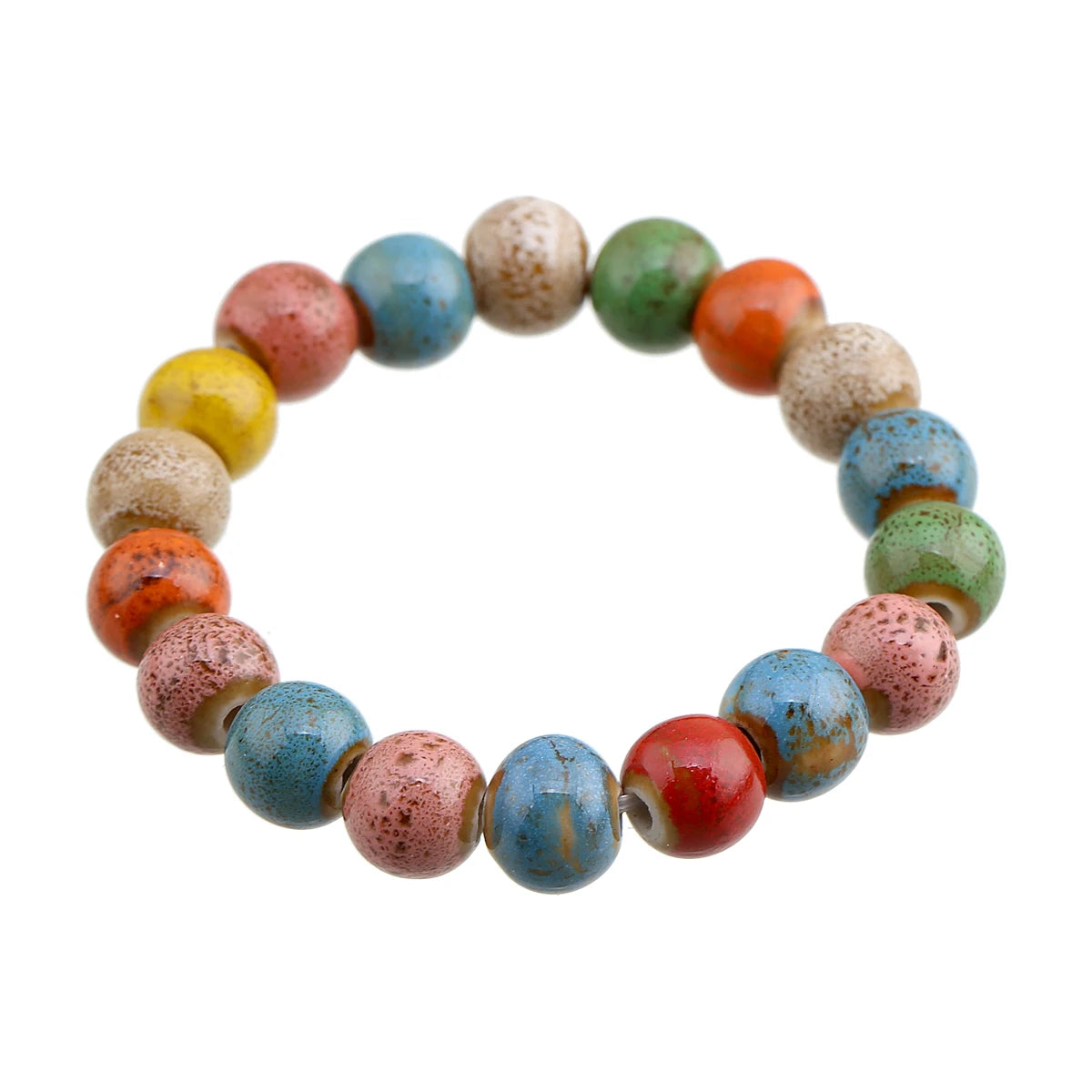 Popular Handmade Wax Rope Ceramic Beads Colorful Stranded Necklace Elastic Bracelet Jewelry Sets Bohemia Chokers Necklaces
