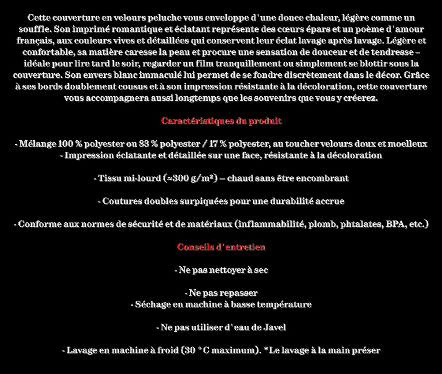Couverture polaire LETTRE D'AMOUR