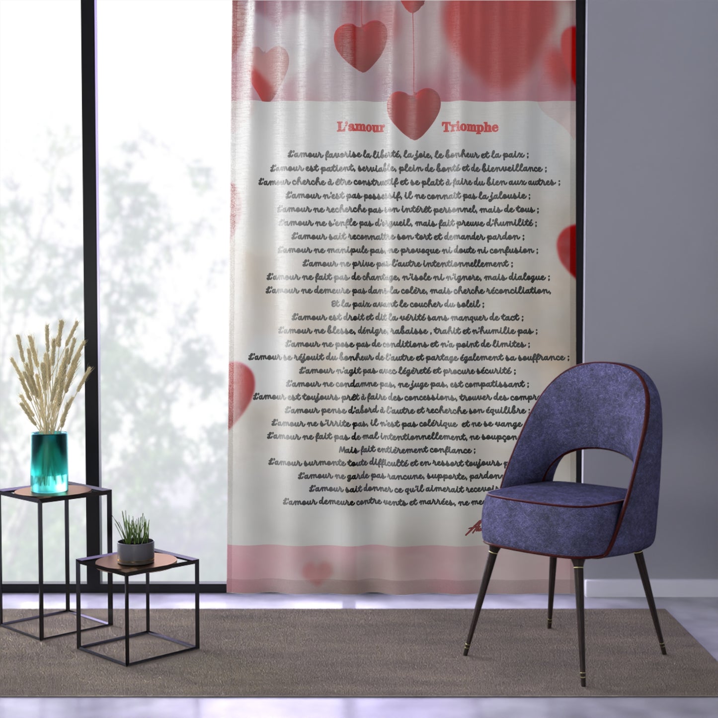 Paire de rideau LETTRE D'AMOUR