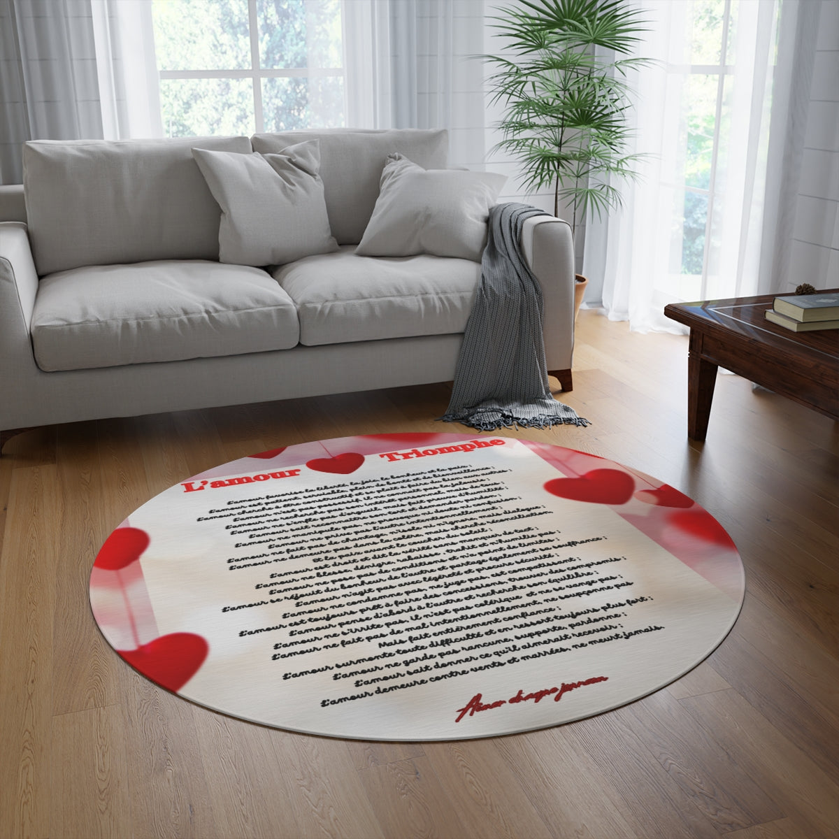 Tapis rond LETTRE D'AMOUR